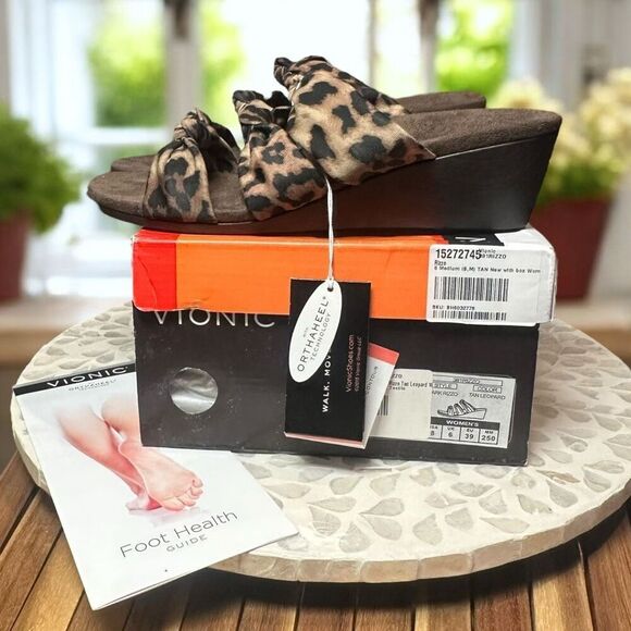 Vionic Park Rizzo Orthotic Comfort Leopard Wedge Sandals Women’s Size 8 NIB - Picture 6 of 10